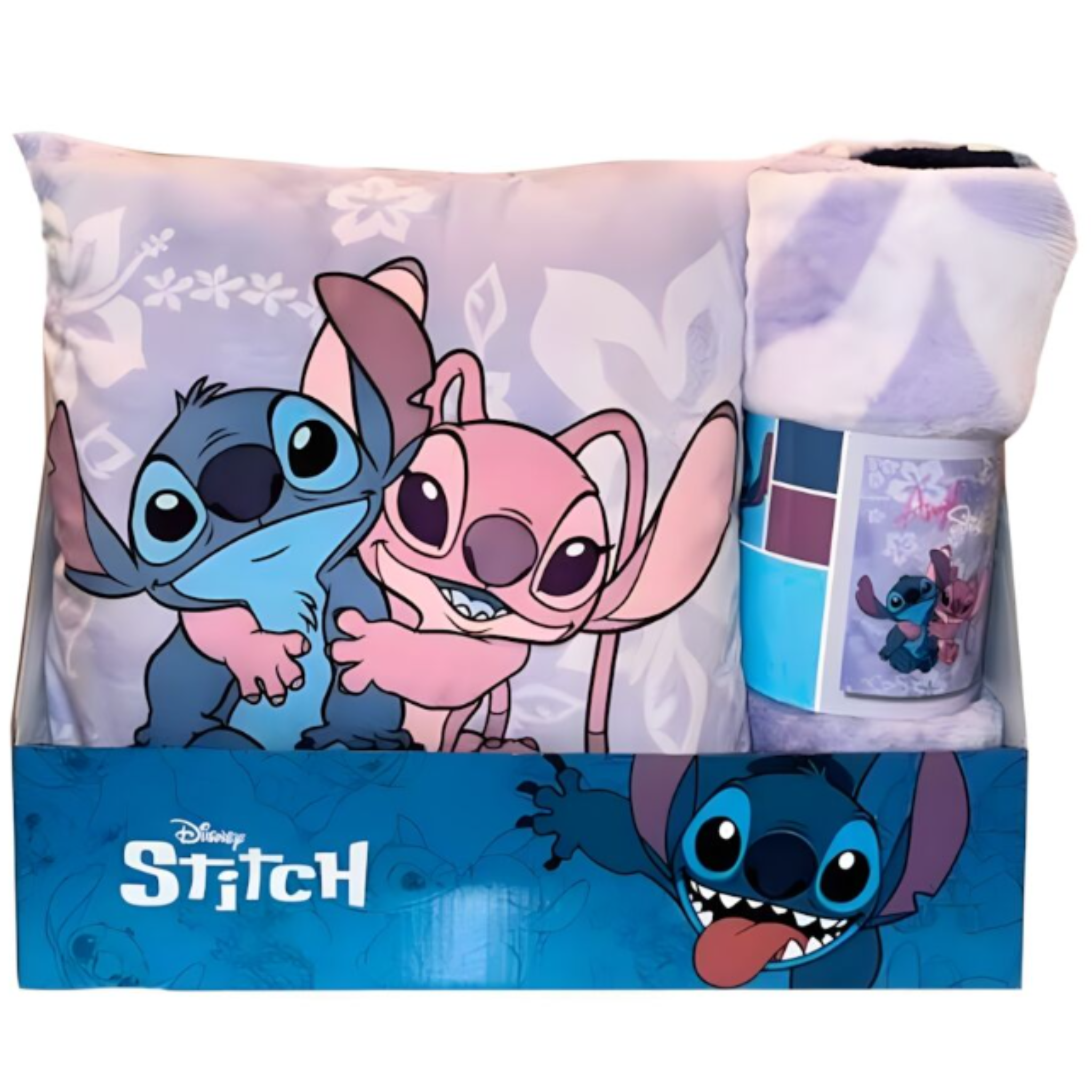 Set manta polar + cojín Angel & Stitch Disney