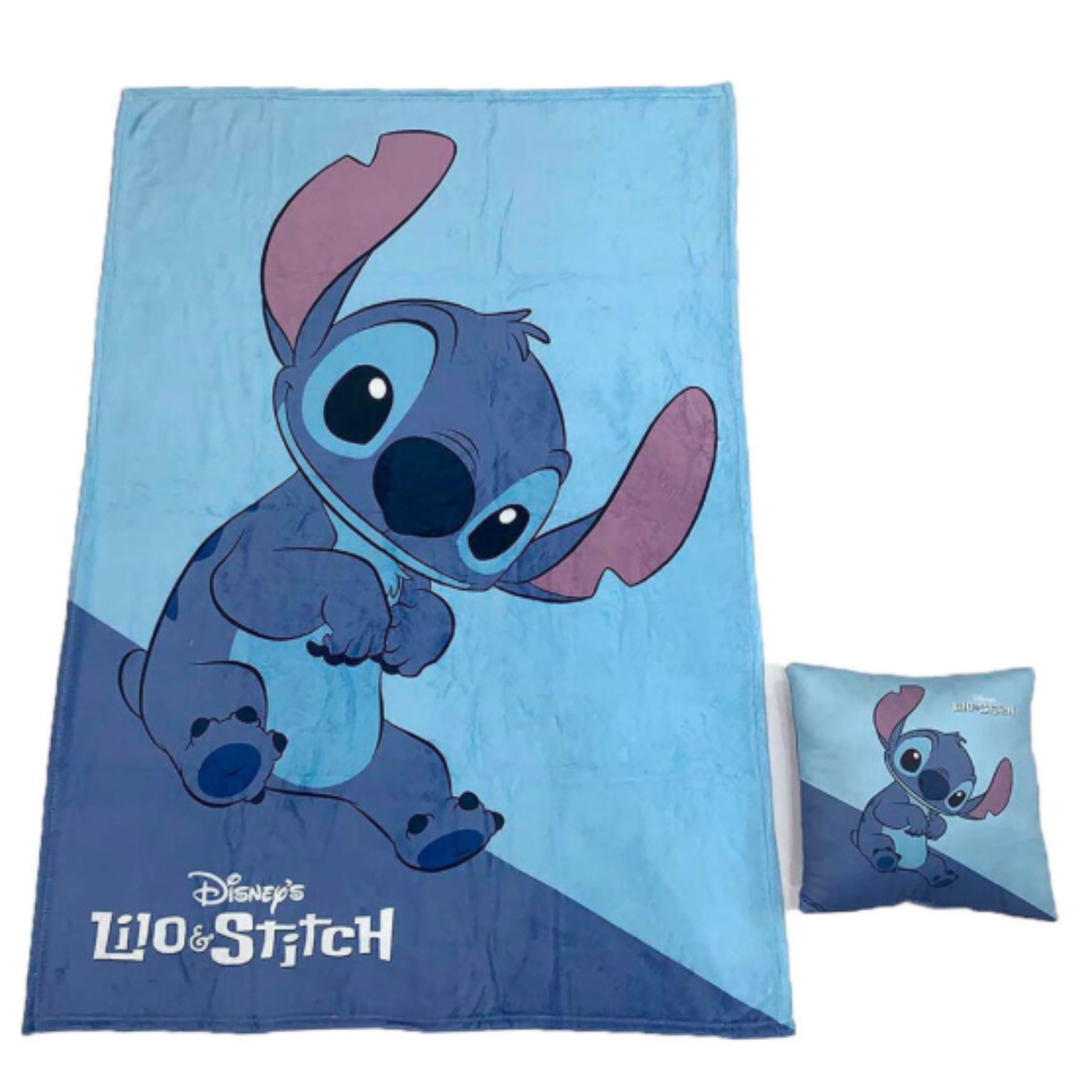 Set manta polar + cojín Stitch Disney